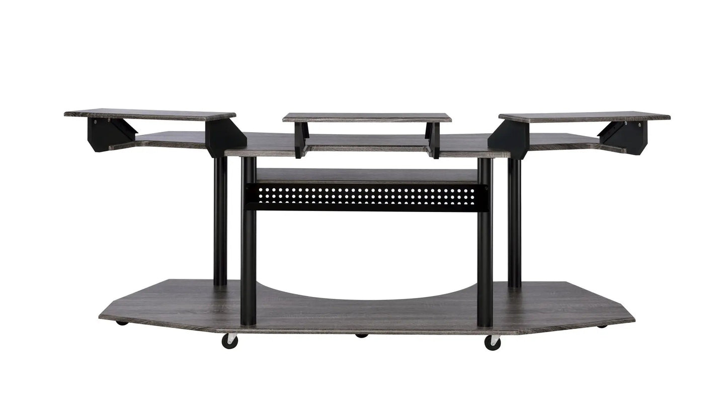 Eleazar wood music studio desk with shelving and metal frame by Unique Piece Furniture on Tampa Home & Garden Store