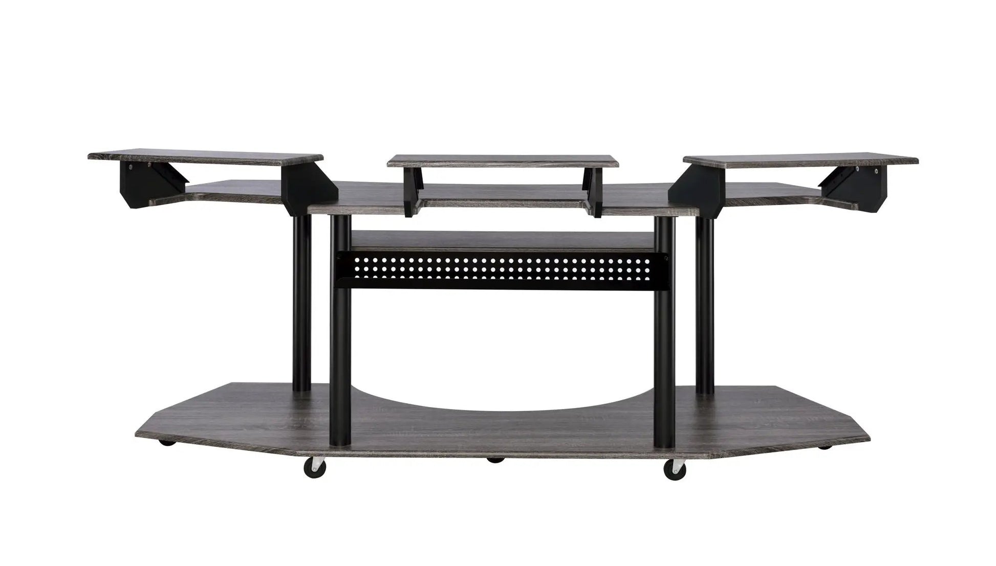 Eleazar wood music studio desk with shelving and metal frame by Unique Piece Furniture on Tampa Home & Garden Store