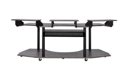 Eleazar wood music studio desk with shelving and metal frame by Unique Piece Furniture on Tampa Home & Garden Store