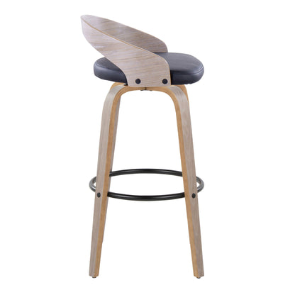 Contemporary swivel barstool with round footrest, Pearl Silver finish, black cushioned seat on Tampa Home & Garden Store