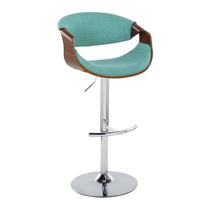 Mid Century Modern adjustable barstool with teal upholstery and chrome pedestal base on Tampa Home & Garden Store