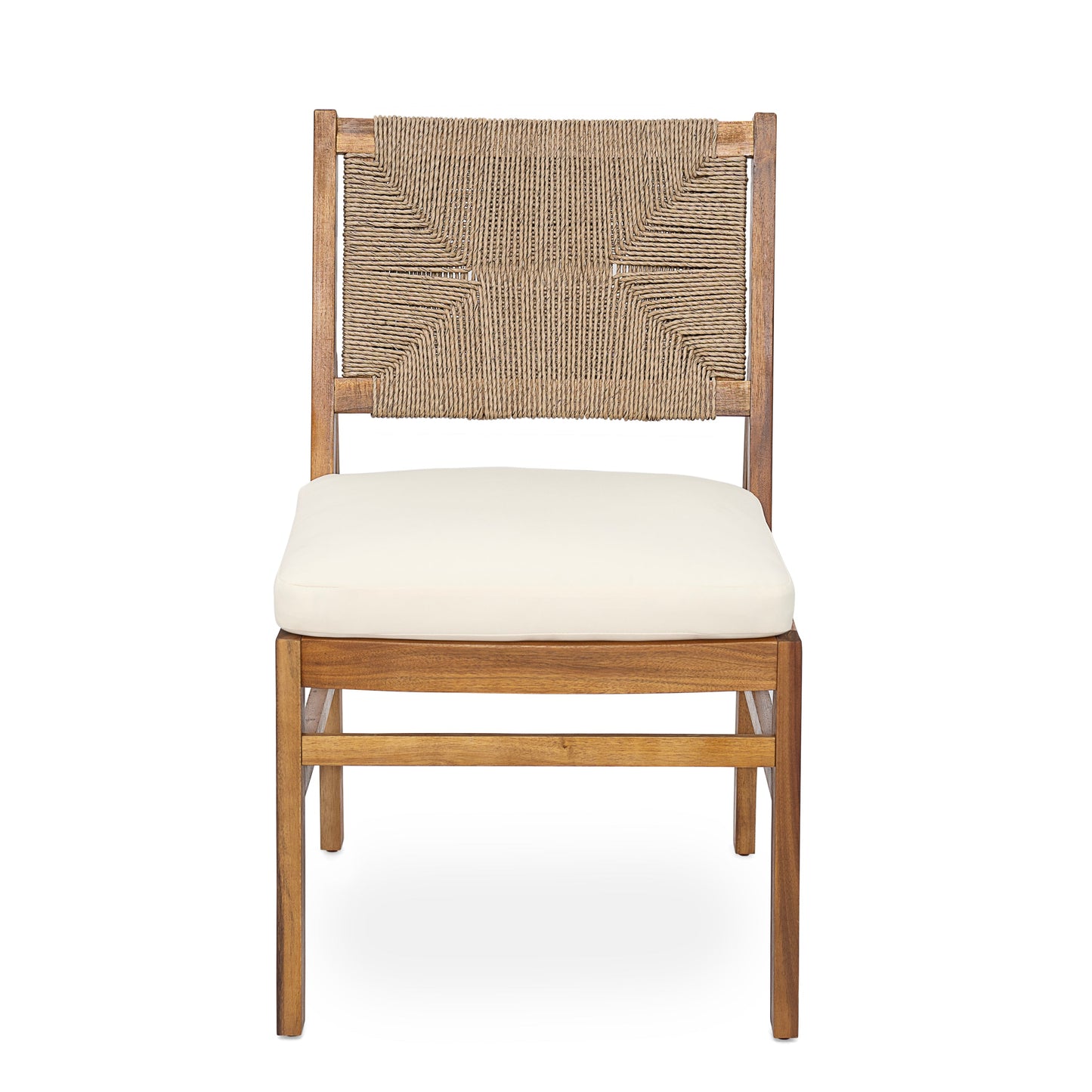 5 Piece Acacia Wood Outdoor Patio Dining Set chair with woven rope back by HouseOfZazla on Tampa Home & Garden Store