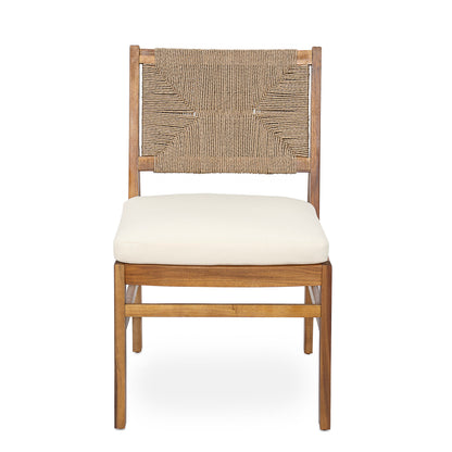 5 Piece Acacia Wood Outdoor Patio Dining Set chair with woven rope back by HouseOfZazla on Tampa Home & Garden Store