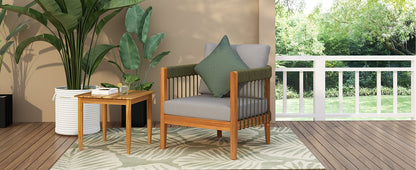 Acacia Wood Outdoor Club Chair with Rope