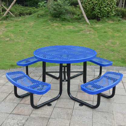 Round Outdoor Steel Picnic Table with Pole