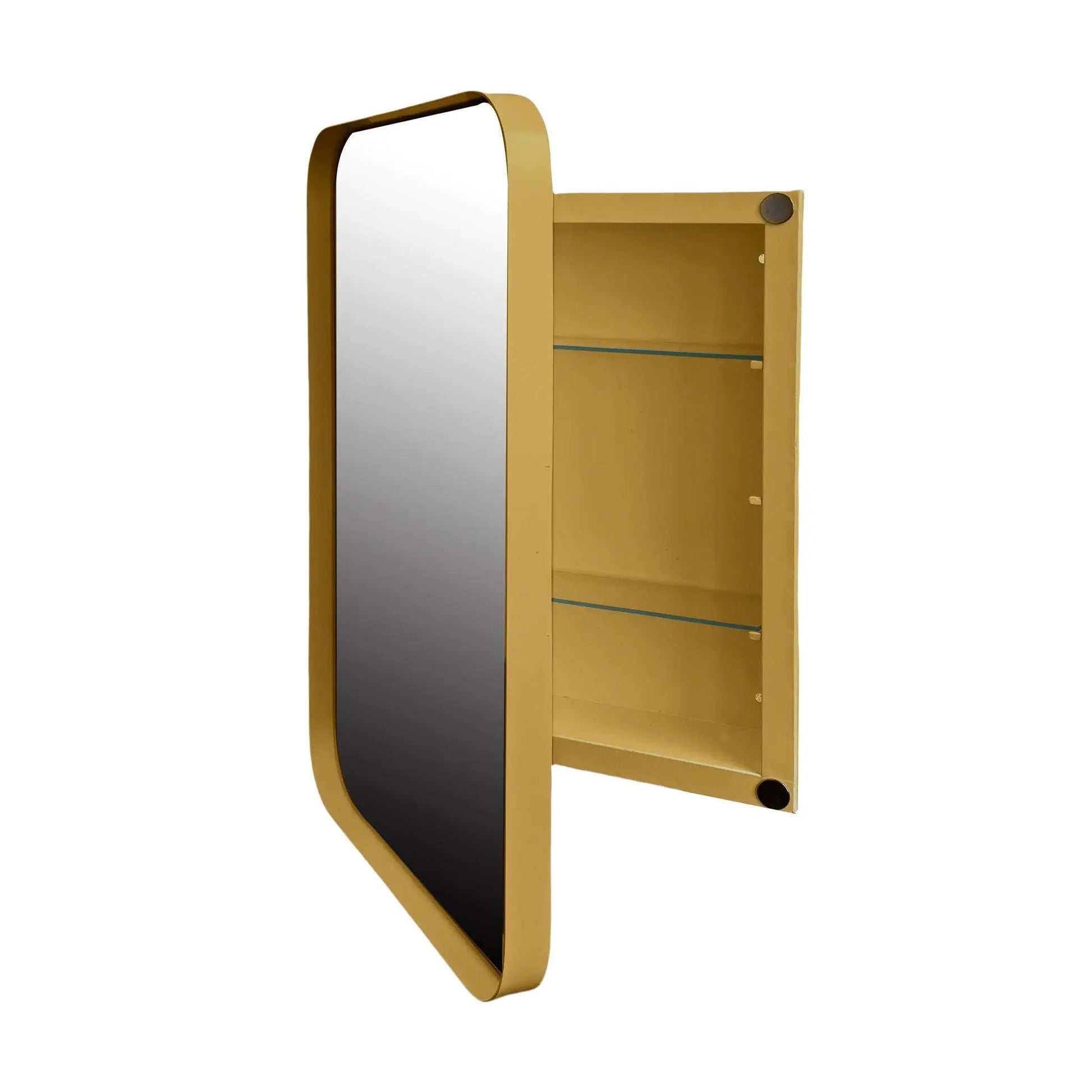 Medicine cabinet with gold curved mirror and shelves Unique Piece Furniture on Tampa Home & Garden Store