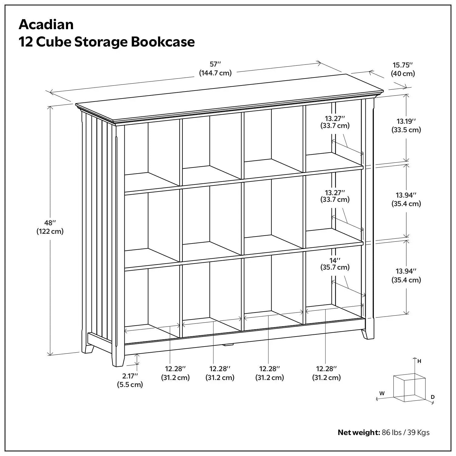 Acadian 12-Cube Storage Bookcase by Unique Piece Furniture, handcrafted cube organizer on Tampa Home & Garden Store