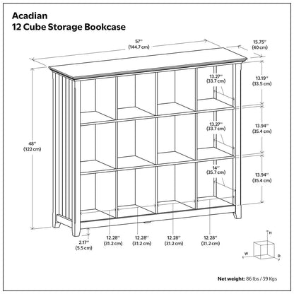 Acadian 12-Cube Storage Bookcase by Unique Piece Furniture, handcrafted cube organizer on Tampa Home & Garden Store