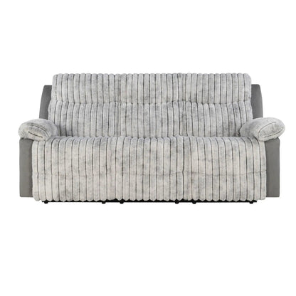 Brenda manual-recline sofa, gray faux fur upholstery, tufted back, Unique Piece Furniture on Tampa Home & Garden Store