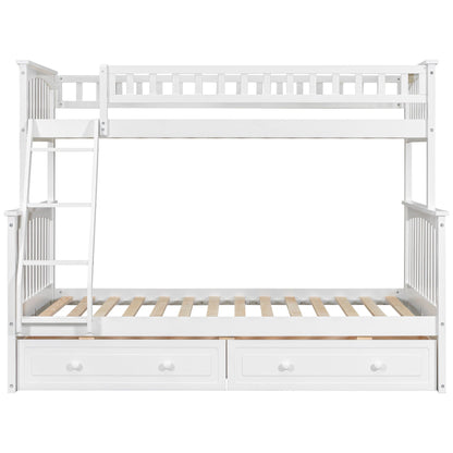 White bunk bed with drawers, convertible storage design, two front drawers and left ladder on Tampa Home & Garden Store