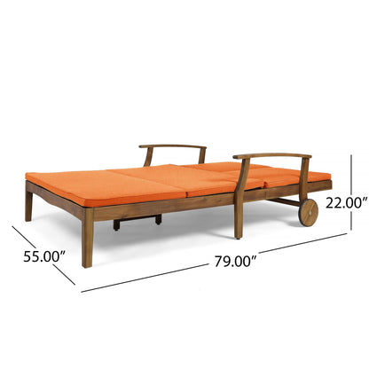 Etherealize outdoor adjustable double chaise lounge with orange cushions by HouseOfZazla on Tampa Home & Garden Store