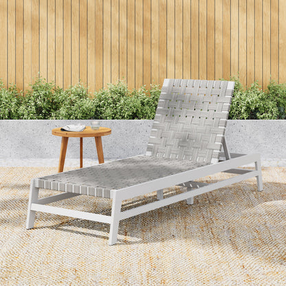 Outdoor Acacia Wood and Rope Chaise Lounge