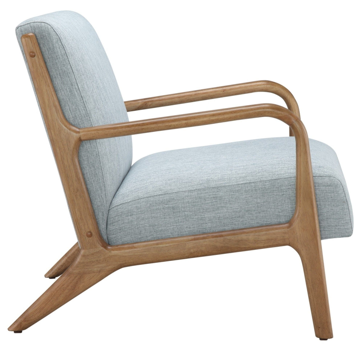 Mid-Century Style Lounge Chair upholstered seat in light blue with wood frame by HouseOfZazla on Tampa Home & Garden Store