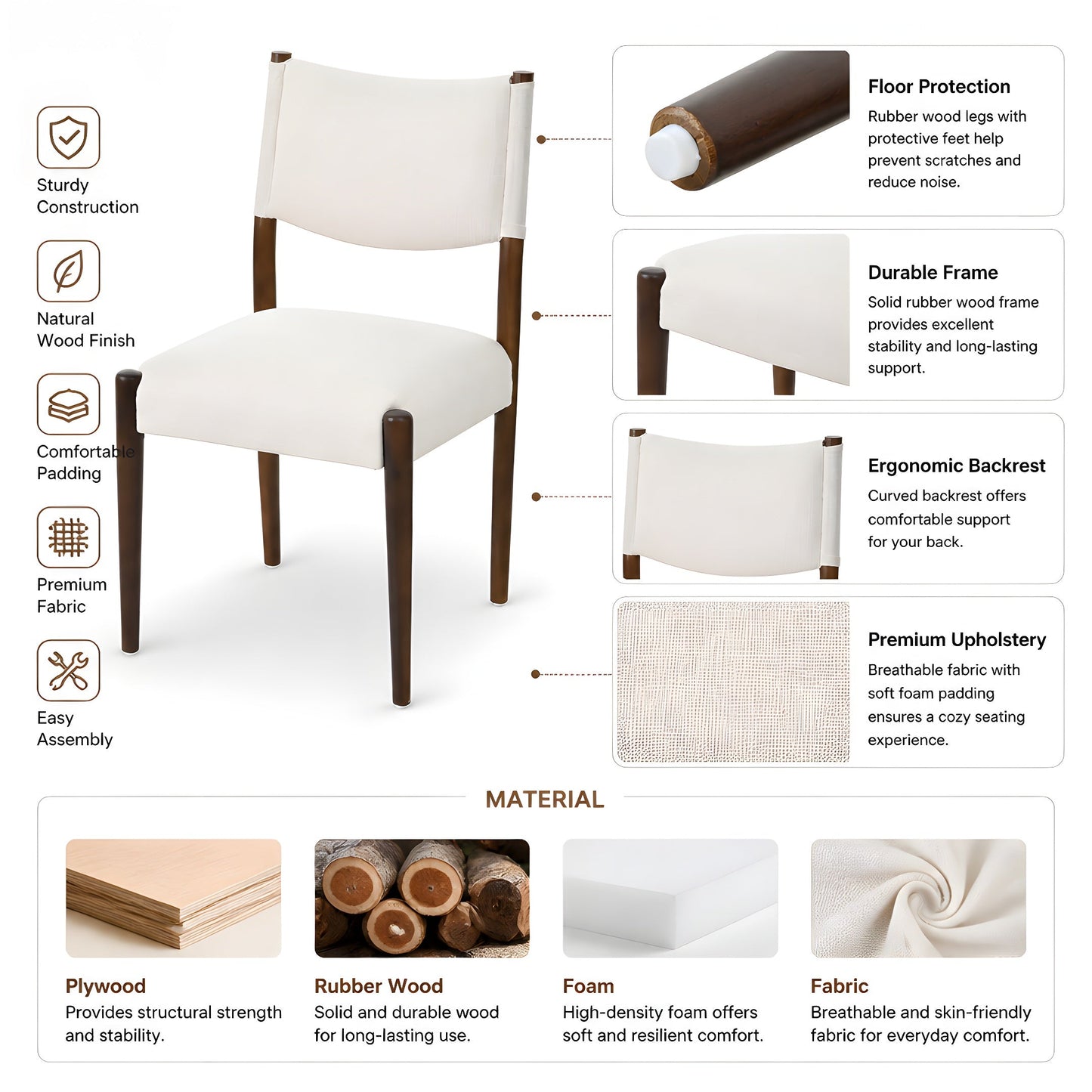Modern Solid Wood Dining Table with Six Chairs