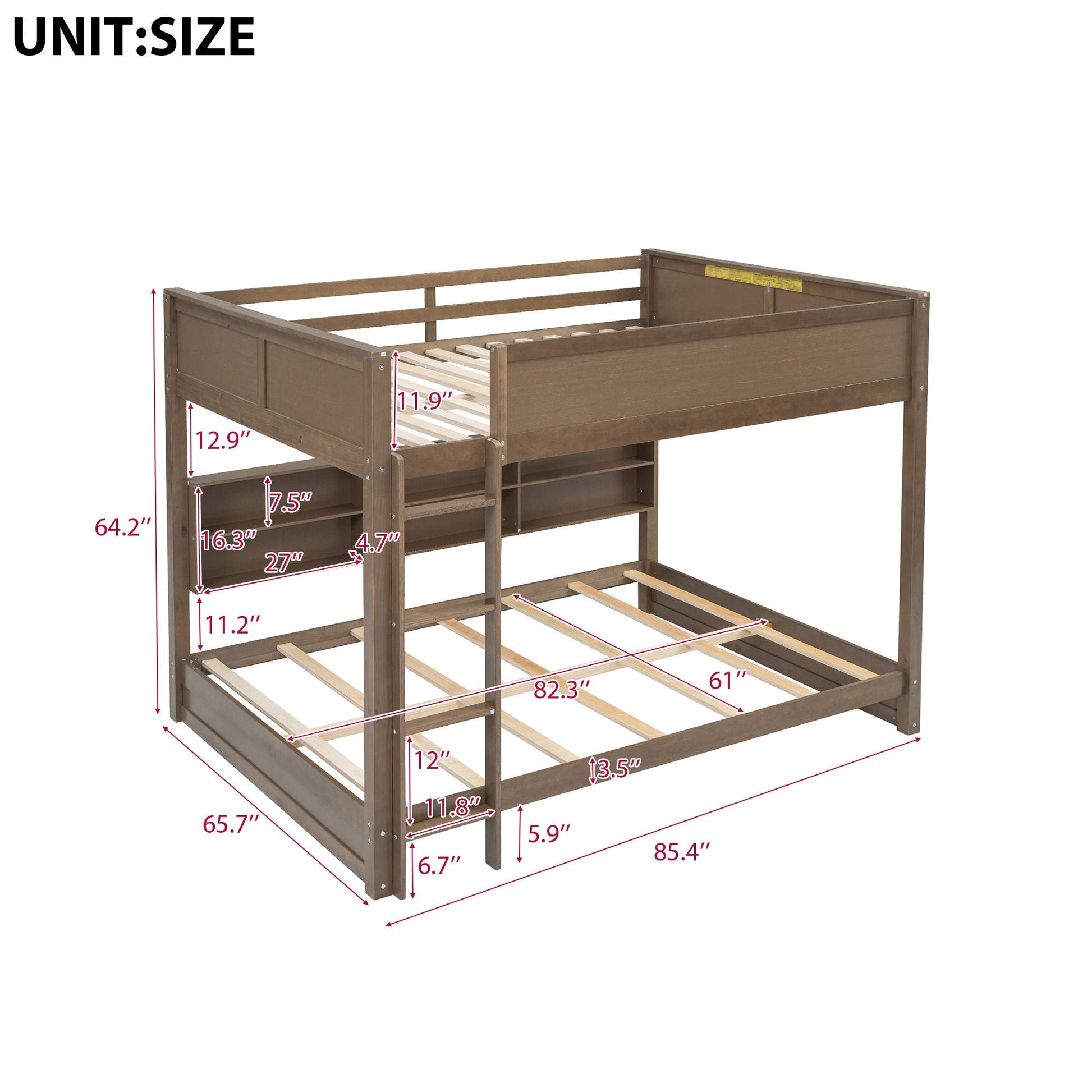 Bunk bed with storage cabinets and USB ports in brown wood by HouseOfZazla on Tampa Home & Garden Store
