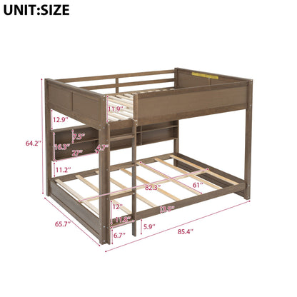 Bunk bed with storage cabinets and USB ports in brown wood by HouseOfZazla on Tampa Home & Garden Store