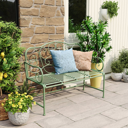 Sunnydaze Green Garden Bench and Solid Iron Frame