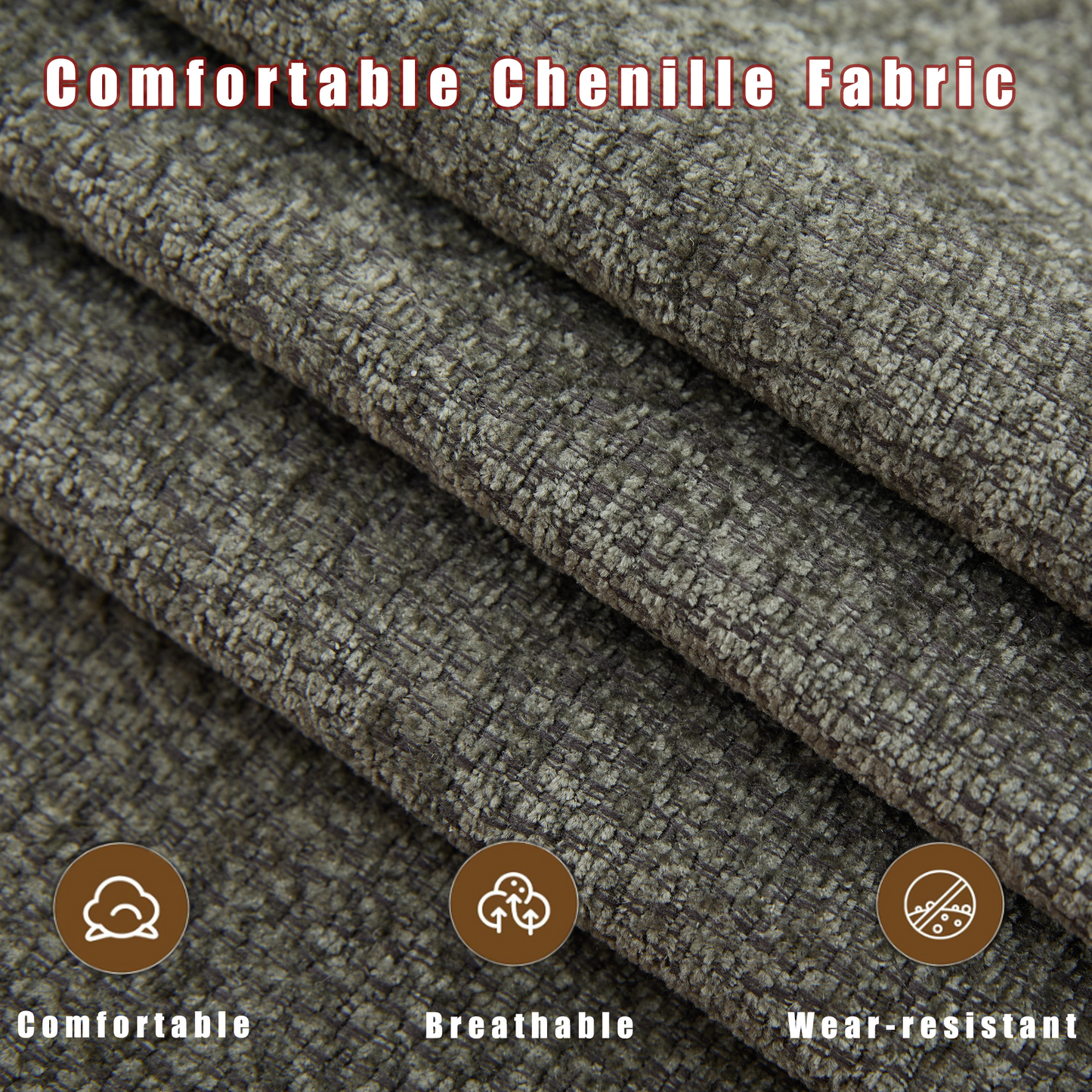 Sofas chenille fabric close-up in gray with plush pile texture on Tampa Home & Garden Store