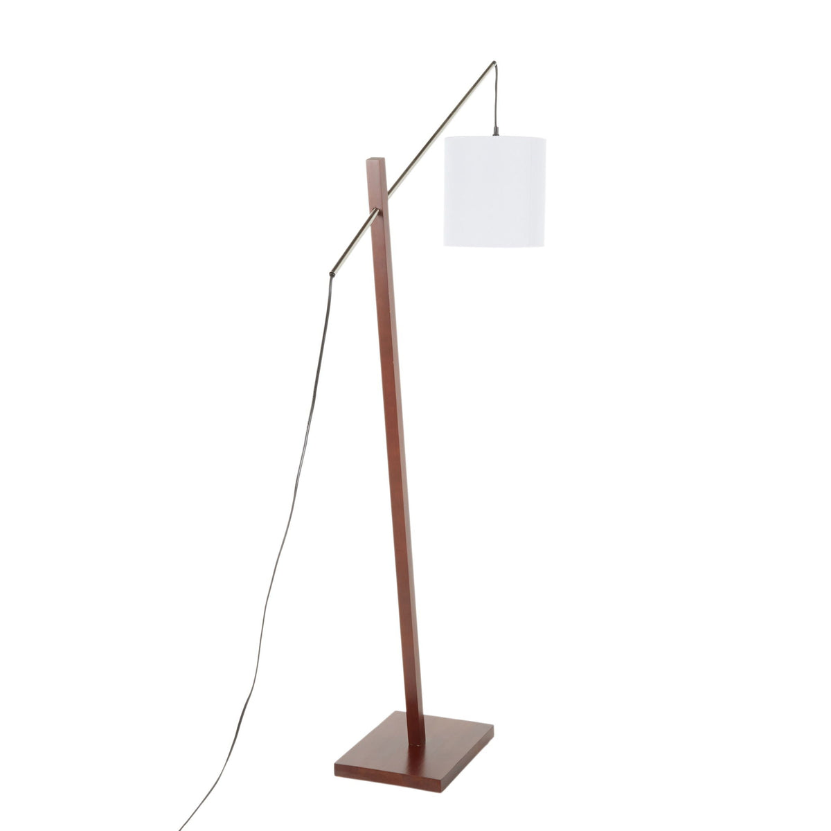 Arturo contemporary floor lamp by HouseOfZazla; wood base, metal stem, white shade on Tampa Home & Garden Store