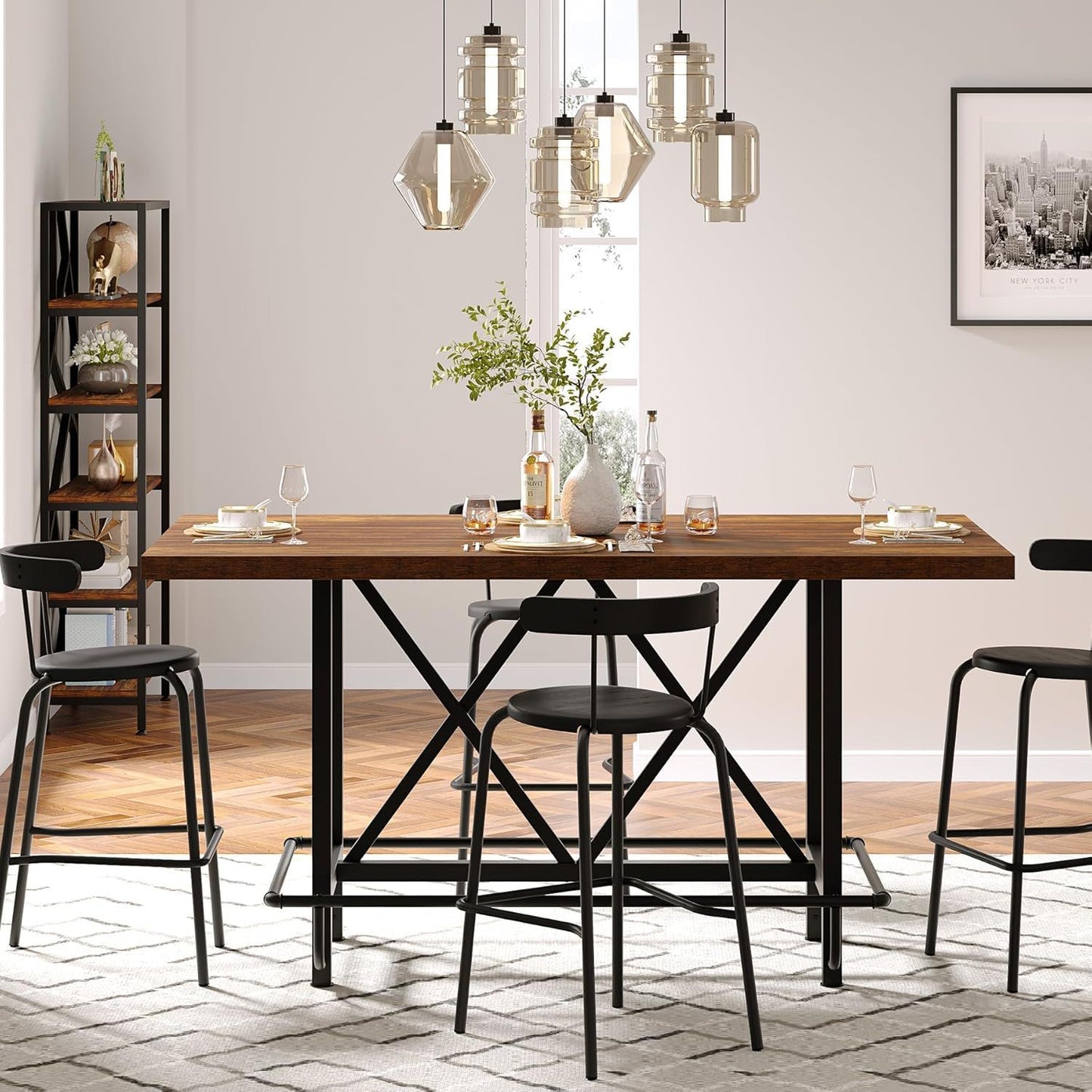 Rectangular Counter Height Dining Table for Six
