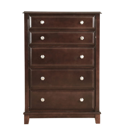 Ashford Chest with dovetail drawers cappuccino finish, accent chest with silver knobs on Tampa Home & Garden Store