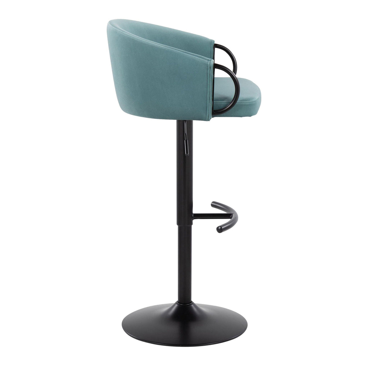 Teal adjustable swivel barstool set with rounded T footrest on pedestal base HouseOfZazla on Tampa Home & Garden Store