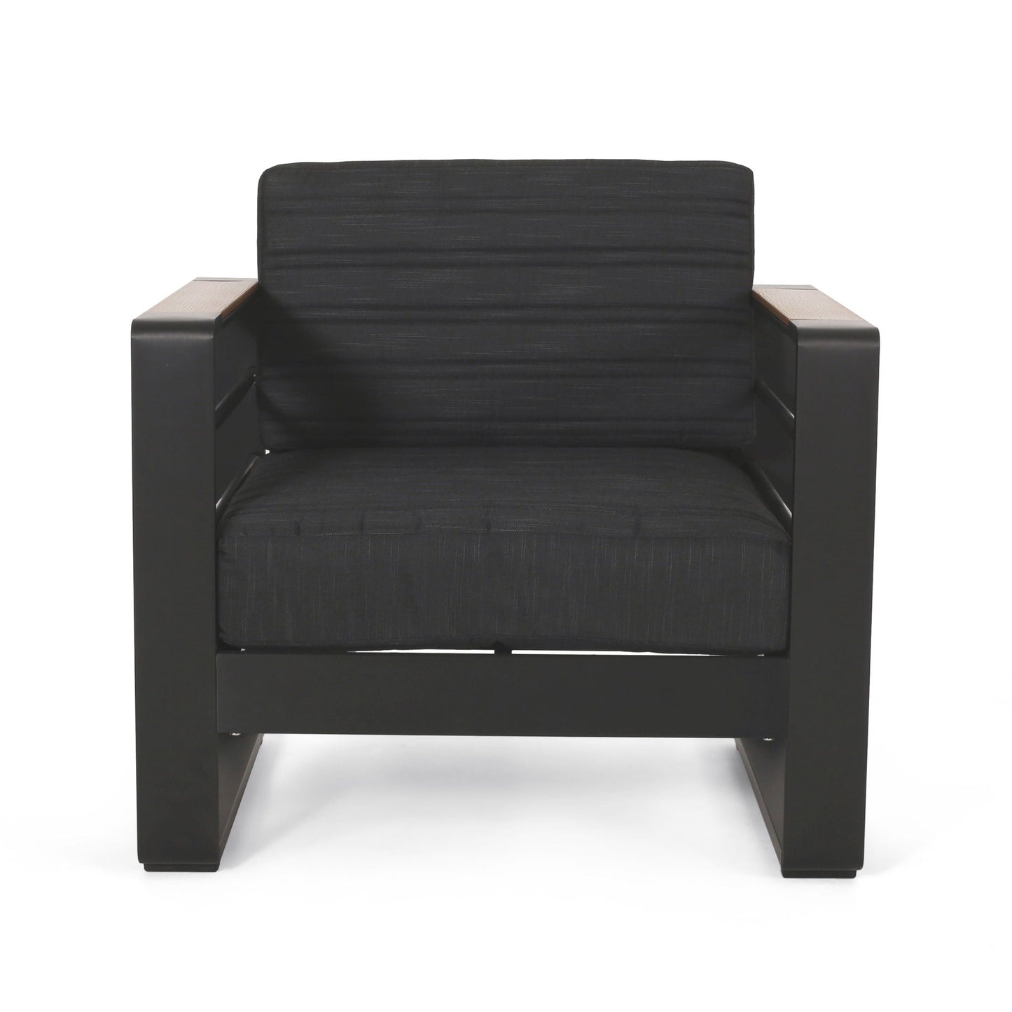 Giovanna Club Chair Set Aluminum Frame black outdoor arm chairs wooden arm caps HouseOfZazla on Tampa Home & Garden Store