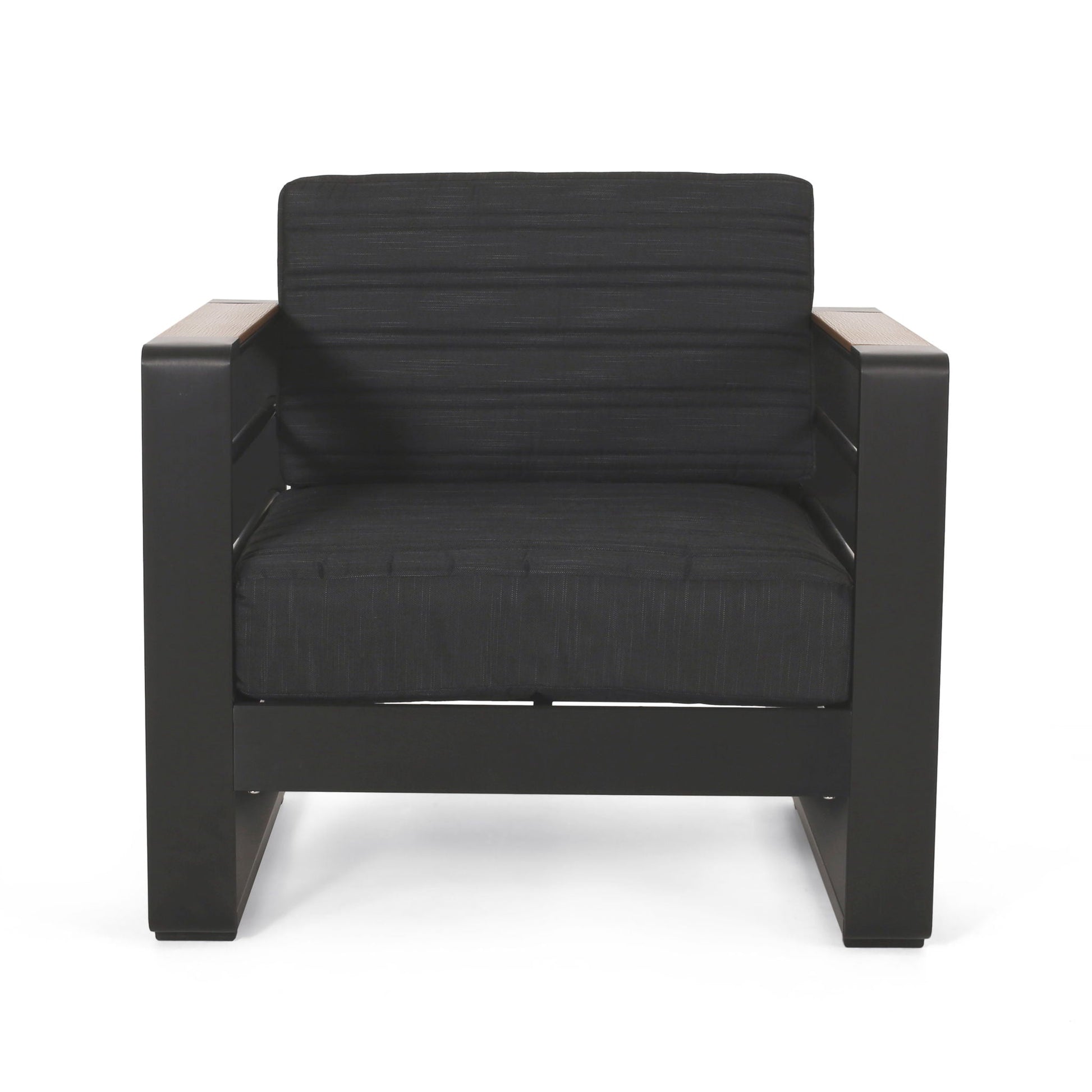 Giovanna Club Chair Set Aluminum Frame black outdoor arm chairs wooden arm caps HouseOfZazla on Tampa Home & Garden Store