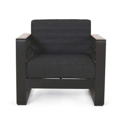 Giovanna Club Chair Set Aluminum Frame black outdoor arm chairs wooden arm caps HouseOfZazla on Tampa Home & Garden Store