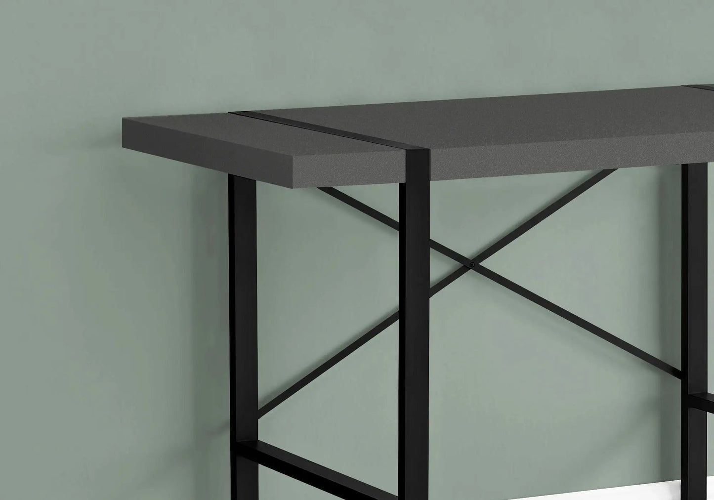 Computer desk gray top with black metal legs and crisscross supports Unique Piece Furniture on Tampa Home & Garden Store