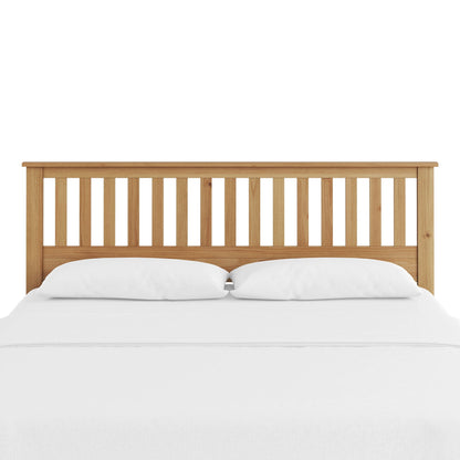 Light brown panel headboard in Mission style with slatted design on Tampa Home & Garden Store