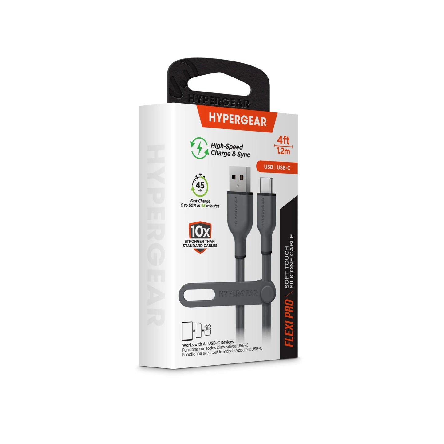 HyperGear Flexi PRO USB to USB-C Cable – 4ft