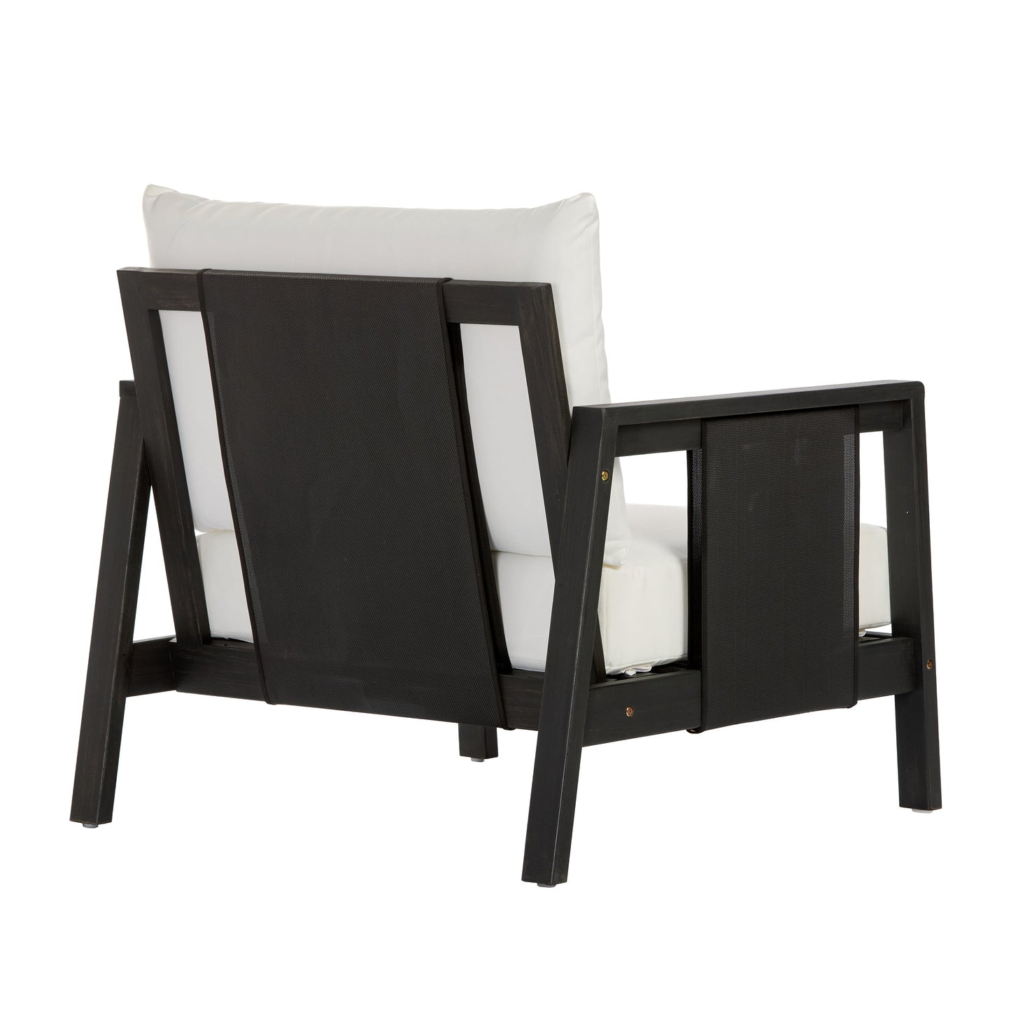Outdoor Acacia Wood Club Chair And Gray Cushions