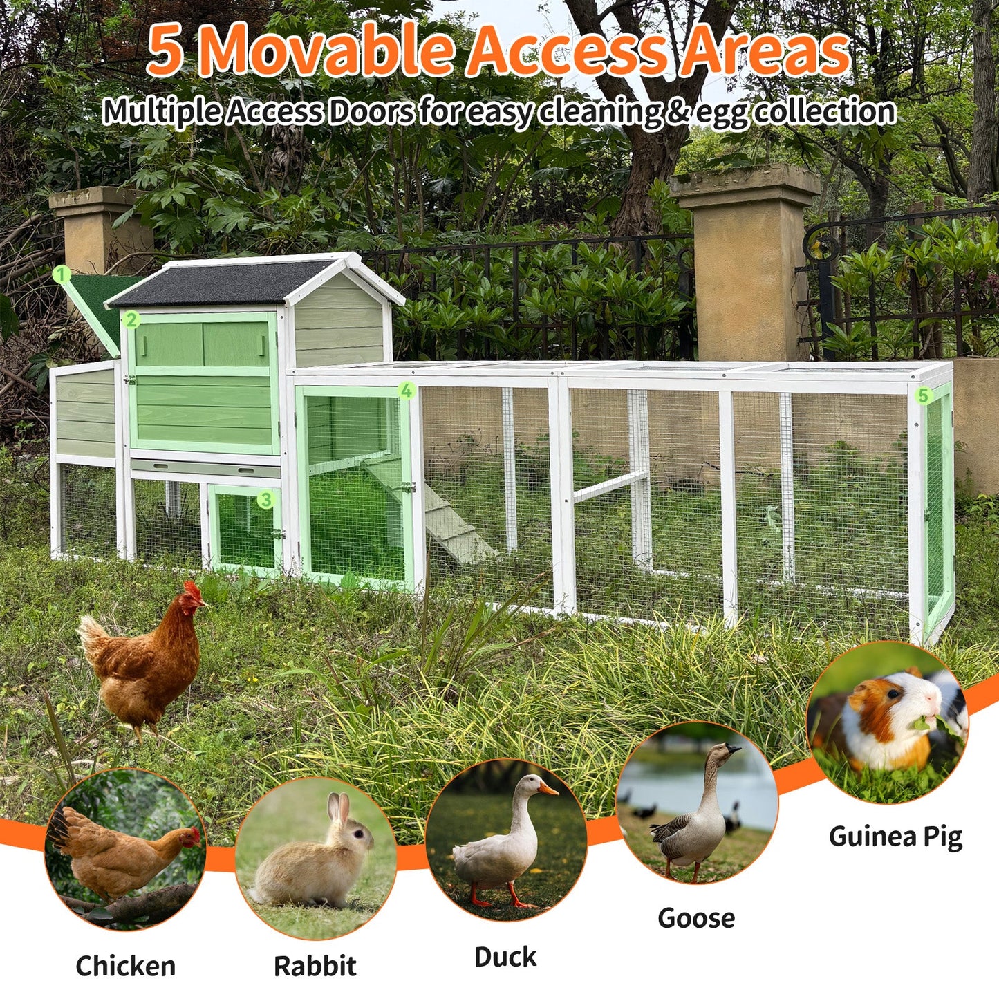 Large Wooden Hen House With Nesting Box And Run