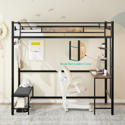 Twin Size Loft Bed Frame with Storage black metal frame by HouseOfZazla on Tampa Home & Garden Store