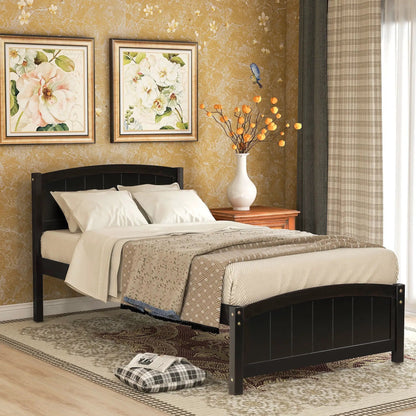 Platform Bed and Headboard With Footboard Slats