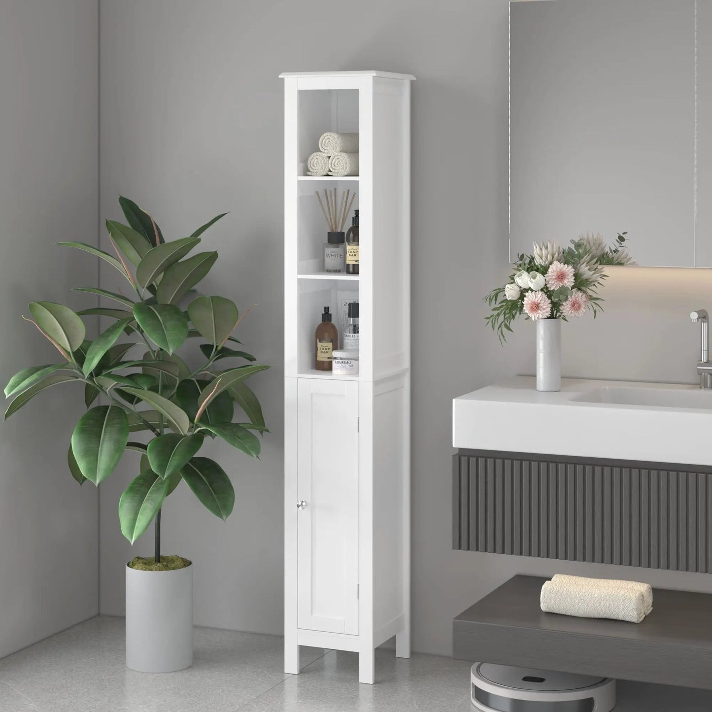 Slim Bathroom Cabinet with Adjustable Shelves
