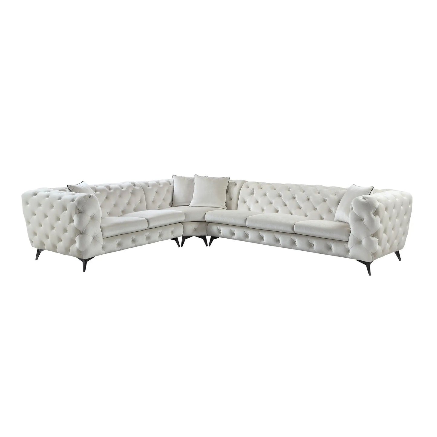 Atronia beige tufted sectional sofa with 4 pillows by Unique Piece Furniture, stationary on Tampa Home & Garden Store