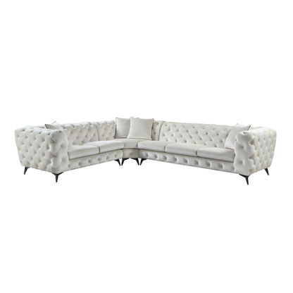 Atronia beige tufted sectional sofa with 4 pillows by Unique Piece Furniture, stationary on Tampa Home & Garden Store