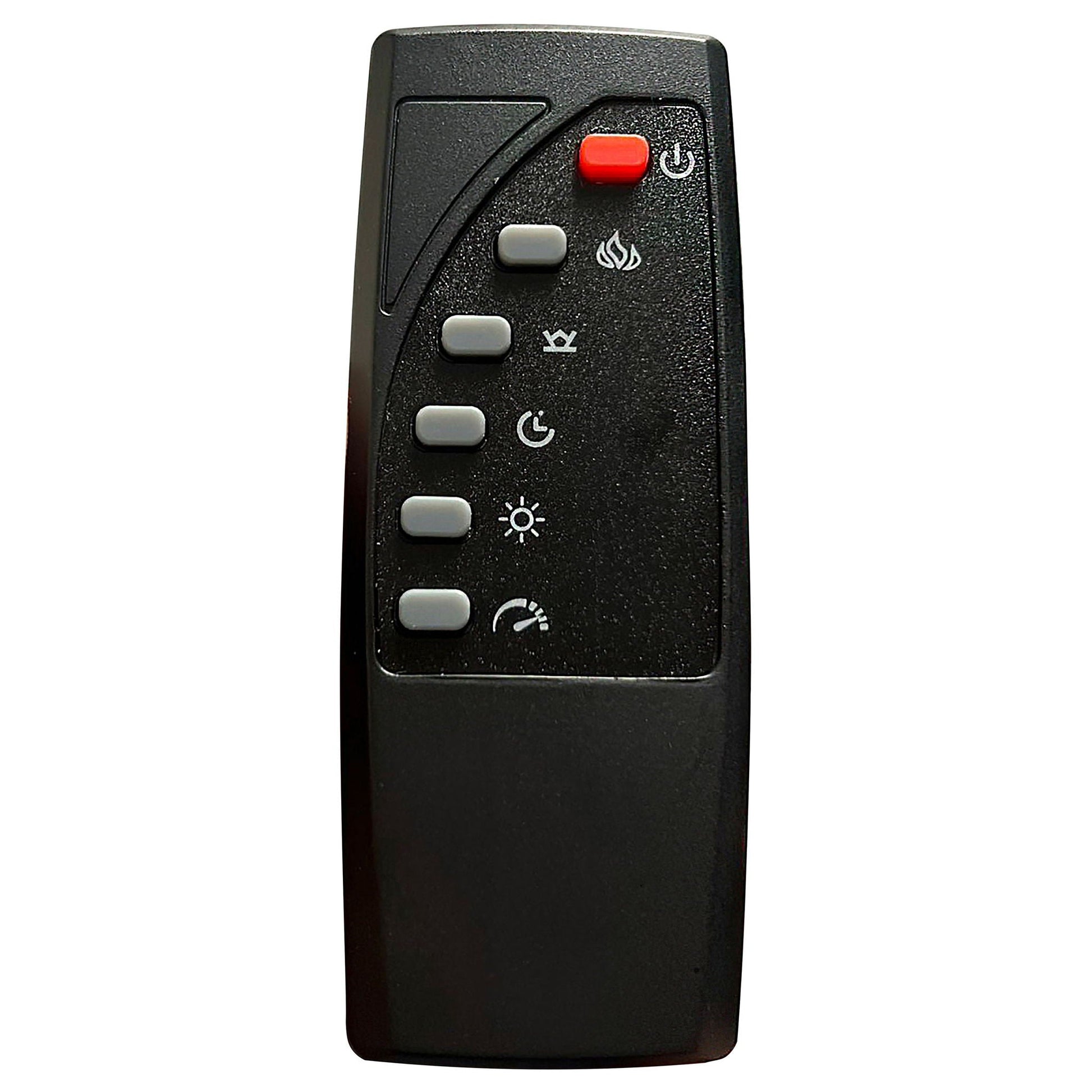 Judah Flame Visualizer Bed remote, black plastic with red power button and gray keys on Tampa Home & Garden Store