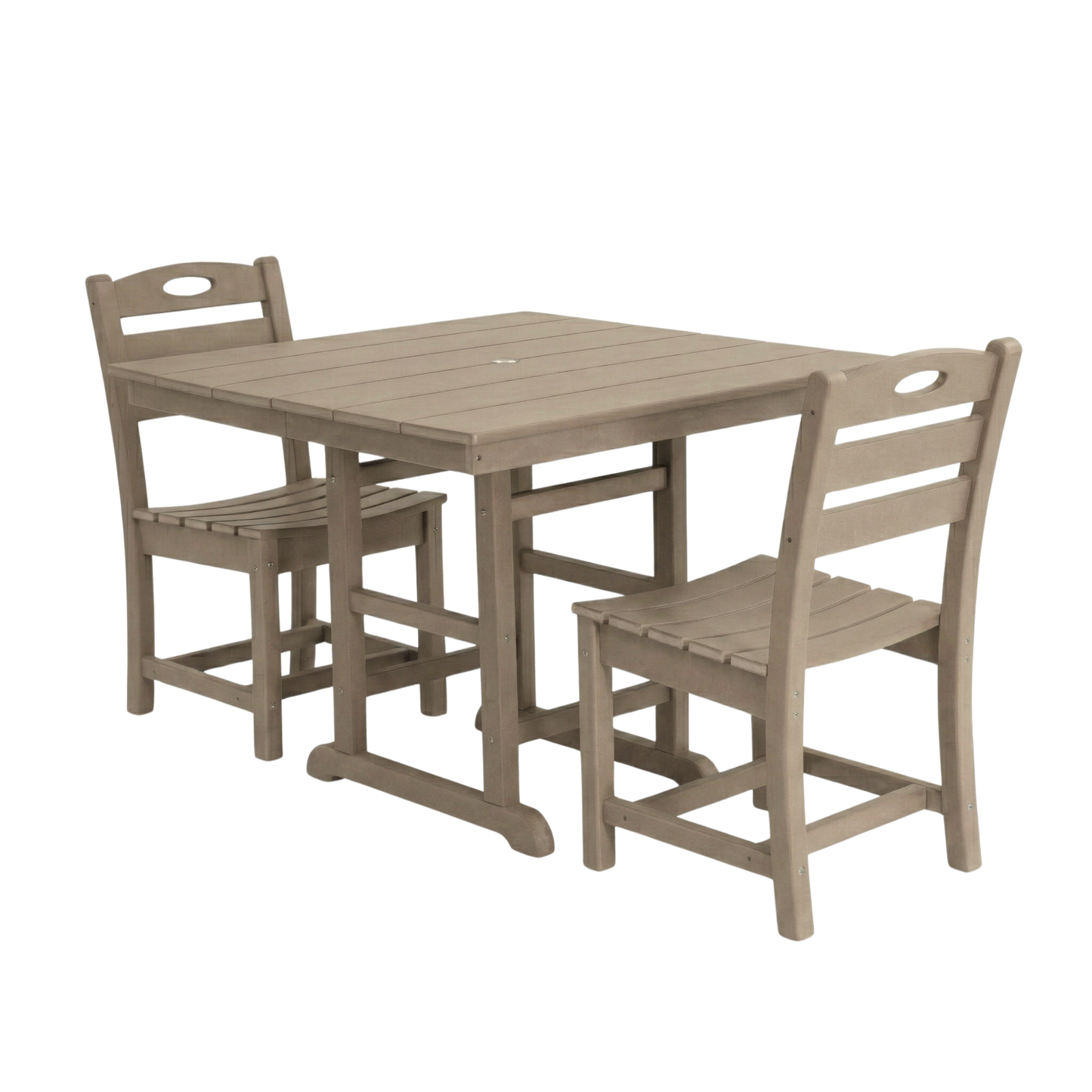 Antique Wood Patio Dining Set And Two Chairs