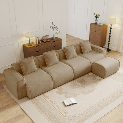 Streamlined Design Modular 4-Seat L-Shape Sectional Sofa beige fabric HouseOfZazla on Tampa Home & Garden Store