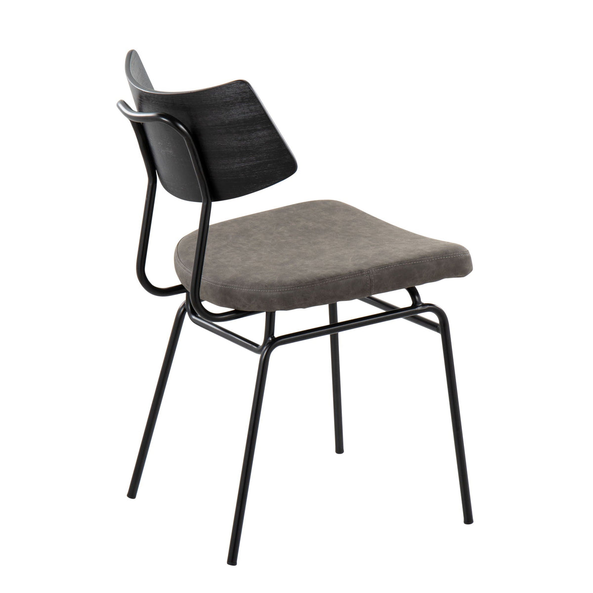 Mid Century Modern chair set of 2 with gray upholstered seats and black metal legs HouseOfZazla on Tampa Home & Garden Store