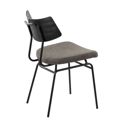 Mid Century Modern chair set of 2 with gray upholstered seats and black metal legs HouseOfZazla on Tampa Home & Garden Store
