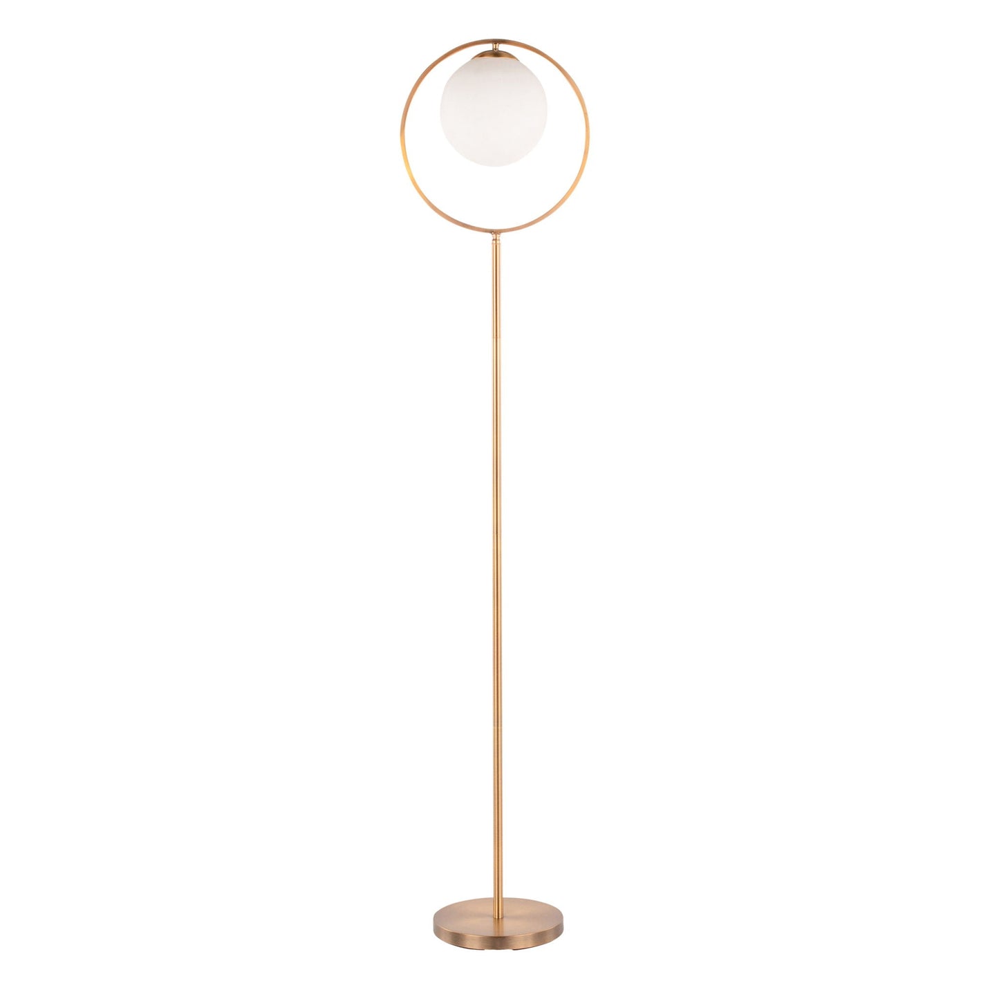 Moon Contemporary Floor Lamp Gold Frosted glass orb by HouseOfZazla on Tampa Home & Garden Store