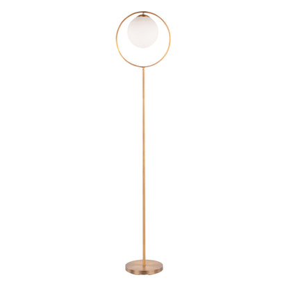 Moon Contemporary Floor Lamp Gold Frosted glass orb by HouseOfZazla on Tampa Home & Garden Store