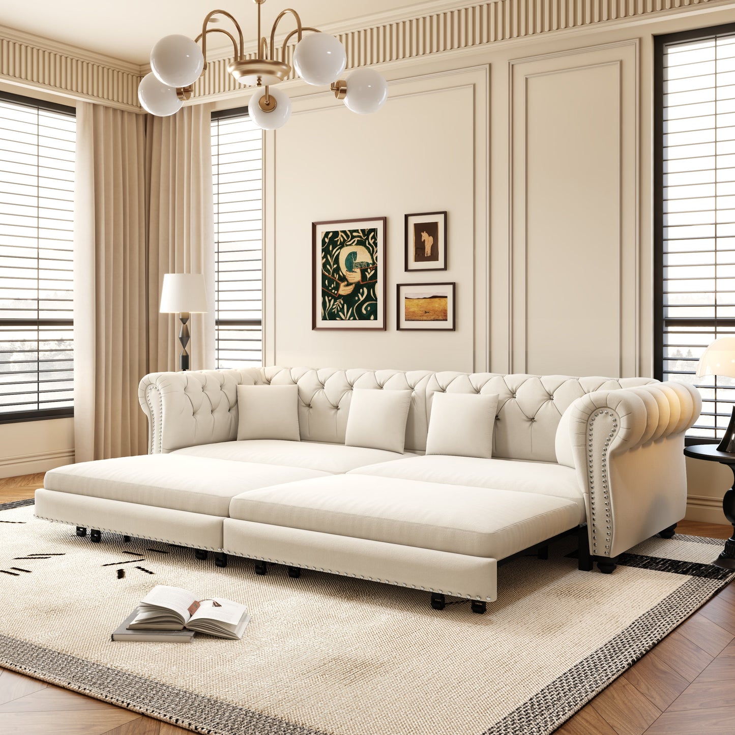 Designer Velvet Chesterfield Sofa and Bed
