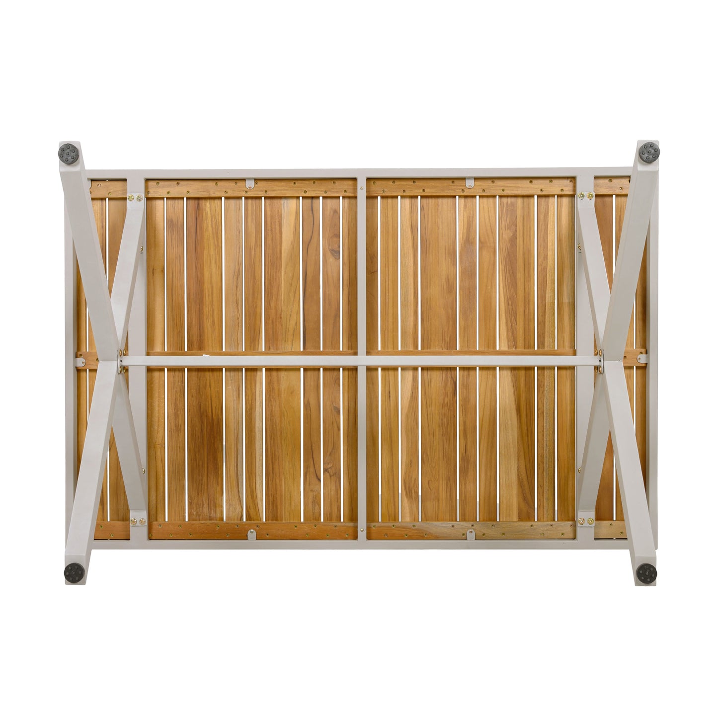 Solid Teak Outdoor Dining Table with Steel Frame