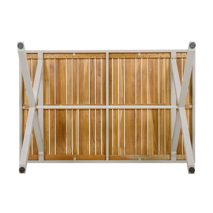 Solid Teak Outdoor Dining Table with Steel Frame