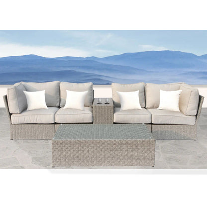Modular wicker patio seating group with gray cushions, 4-piece outdoor set by HouseOfZazla on Tampa Home & Garden Store
